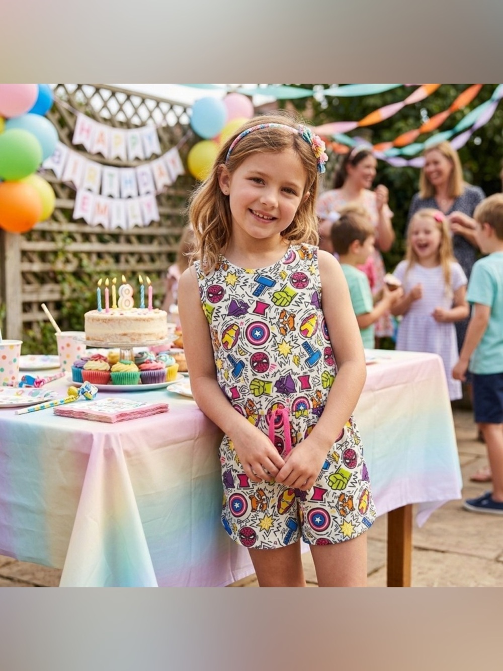 🌸⚡ Marvel Avengers All-Over Print Romper White & Pink | Various Sizes